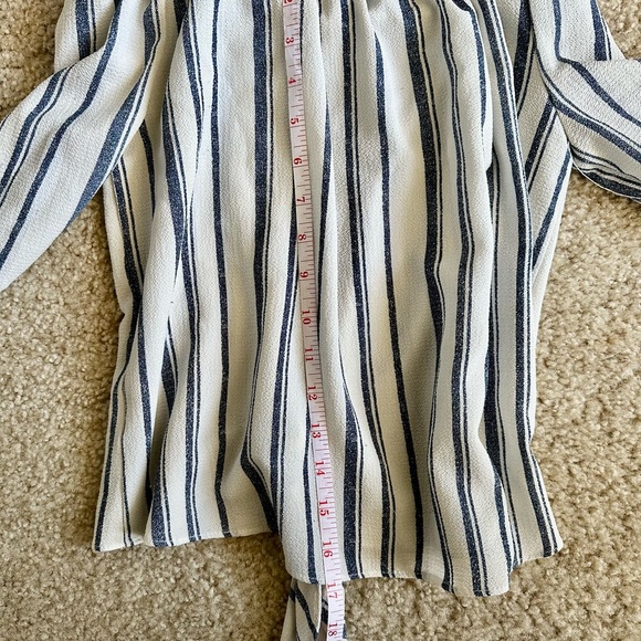 NAVY/WHITE BELL SLEEVE / OFF THE SHOULDER / BLOUSE - Picture 8 of 11